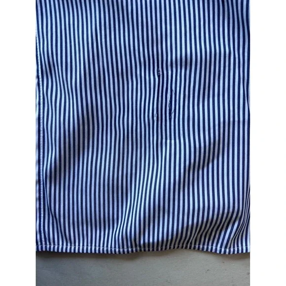 Lafayette 148 New York Womens Navy White Striped Button Down Shirt Size M - Picture 8 of 11